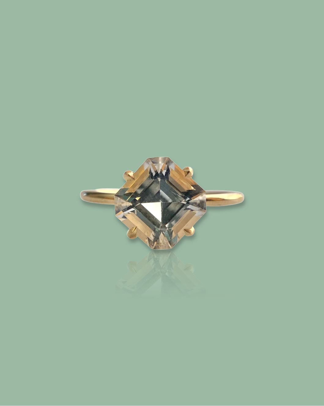 Square Emerald Cut White Topaz Ring